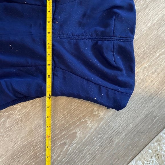 HALSTON Georgette Overlay Sequin Strapless Jumpsuit. Navy. Size 4. Resortwear. - Picture 10 of 16